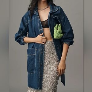 NWT Anthro Pilcro Utility Denim Long Chore Jacket XL